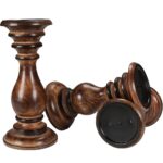 Candle-Holder-Stand-Wooden-Candalbras-Candle-Holders-Unity-Candle-Holders-Rounded-Turned-Colums-Country-Style-Idle-Gift-for-Wedding-Party-Home-Spa-1086-Inch-Set-of-3-Burnt-3